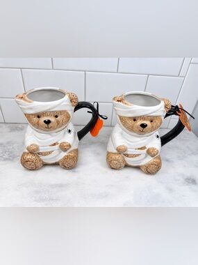 Creepy Critters Teddy Bear Mummy Halloween Mug 27oz Set Of 2 NWT